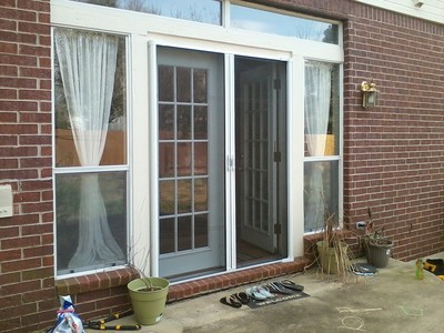 Retractable patio screens for double french doors.